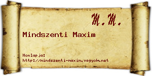 Mindszenti Maxim névjegykártya
